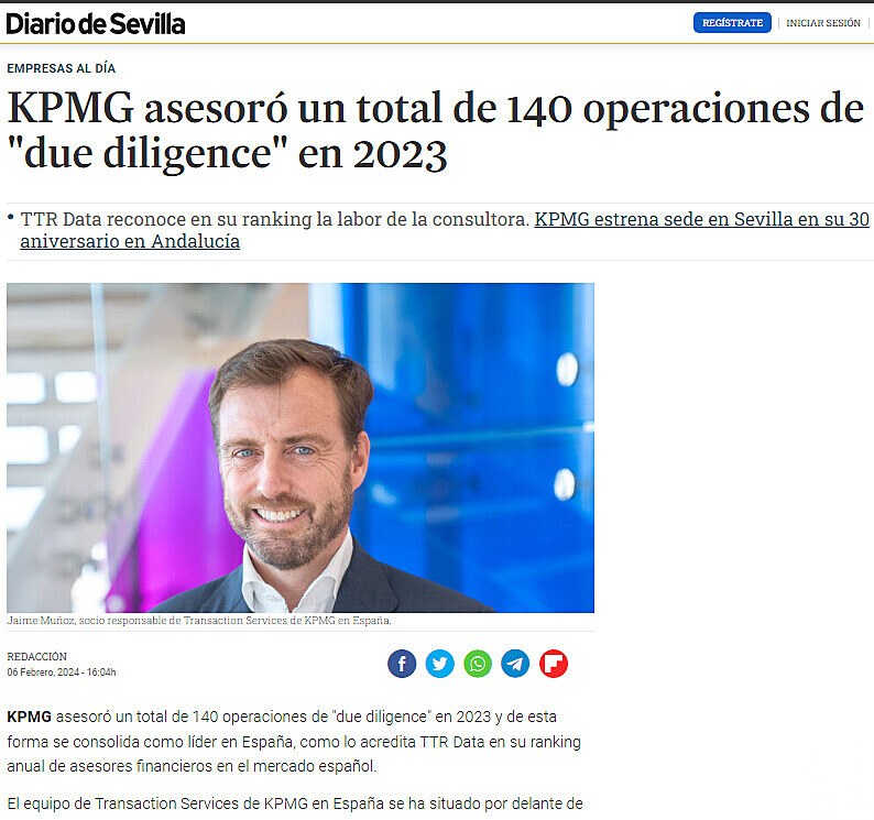 KPMG asesor un total de 140 operaciones de